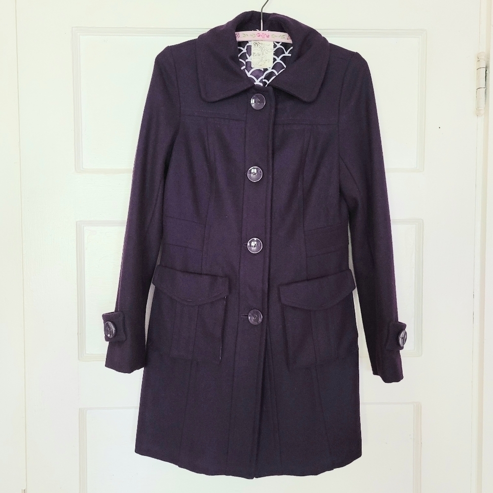 Tulle Mod Cloth Peter Pan Collar Wool Blend Purple Coat